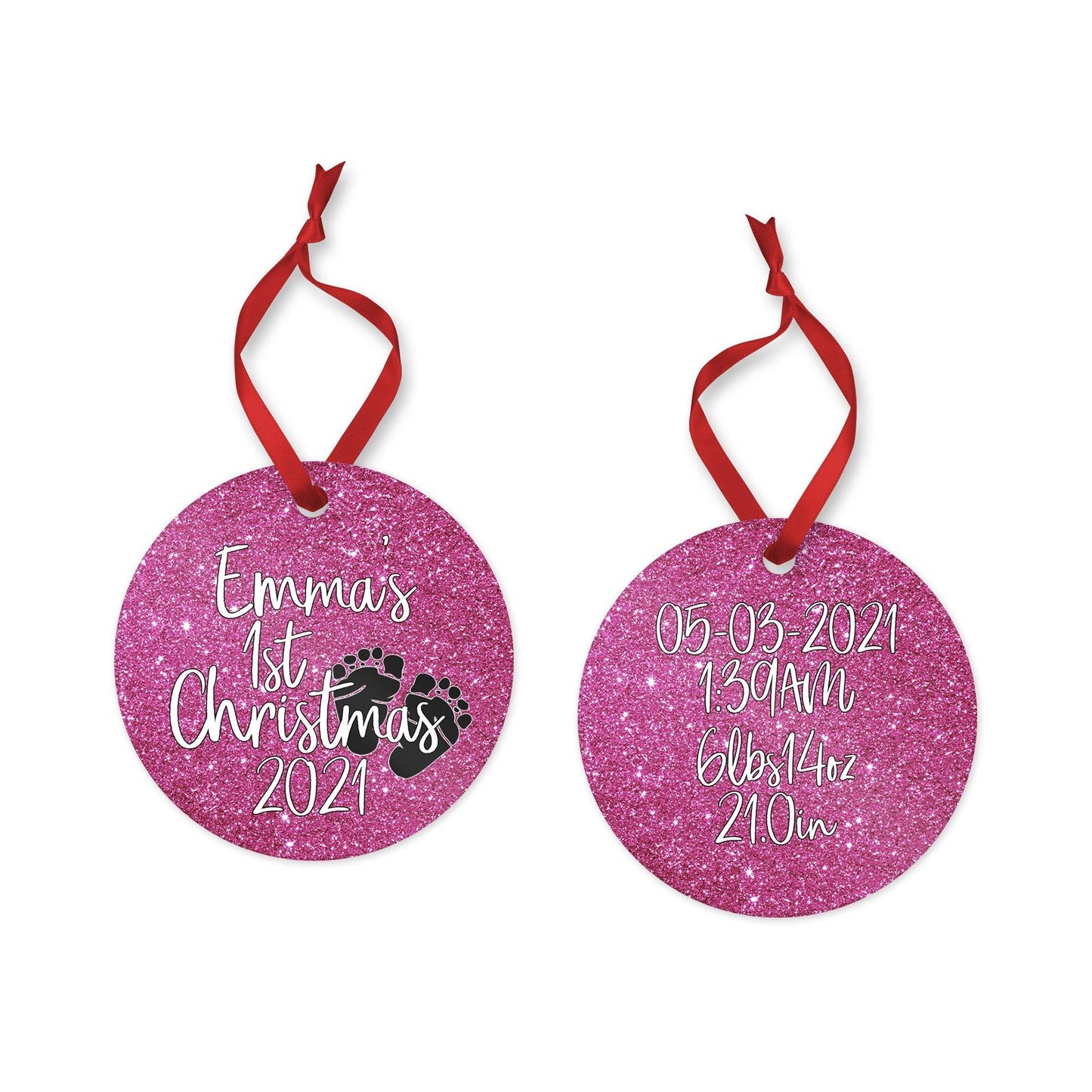 Personalized Baby's 1st Christmas ornament for baby girl | birth stat ornament | newborn first ornament