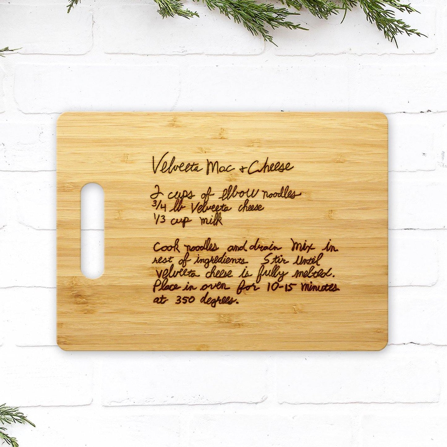 Handwritten Engraved Recipe on Cutting Board