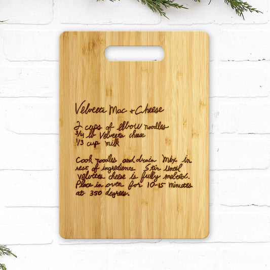 Handwritten Engraved Recipe on Cutting Board