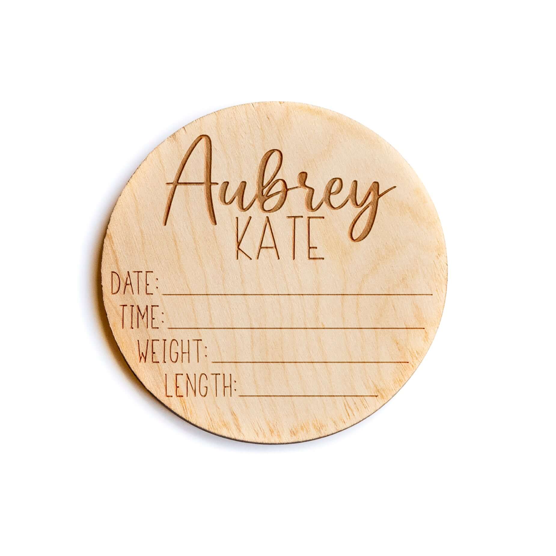 Aubrey Kate Personalized Baby Birth Announcement Sign for Hospital