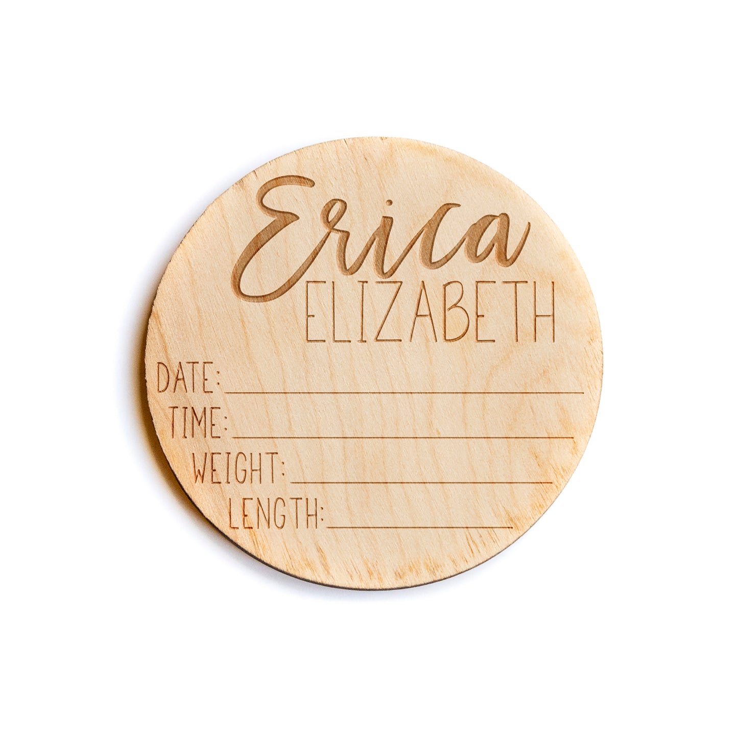 Erica Elizabeth Side-Sided Personalized Baby Birth Announcement Sign for Hospital