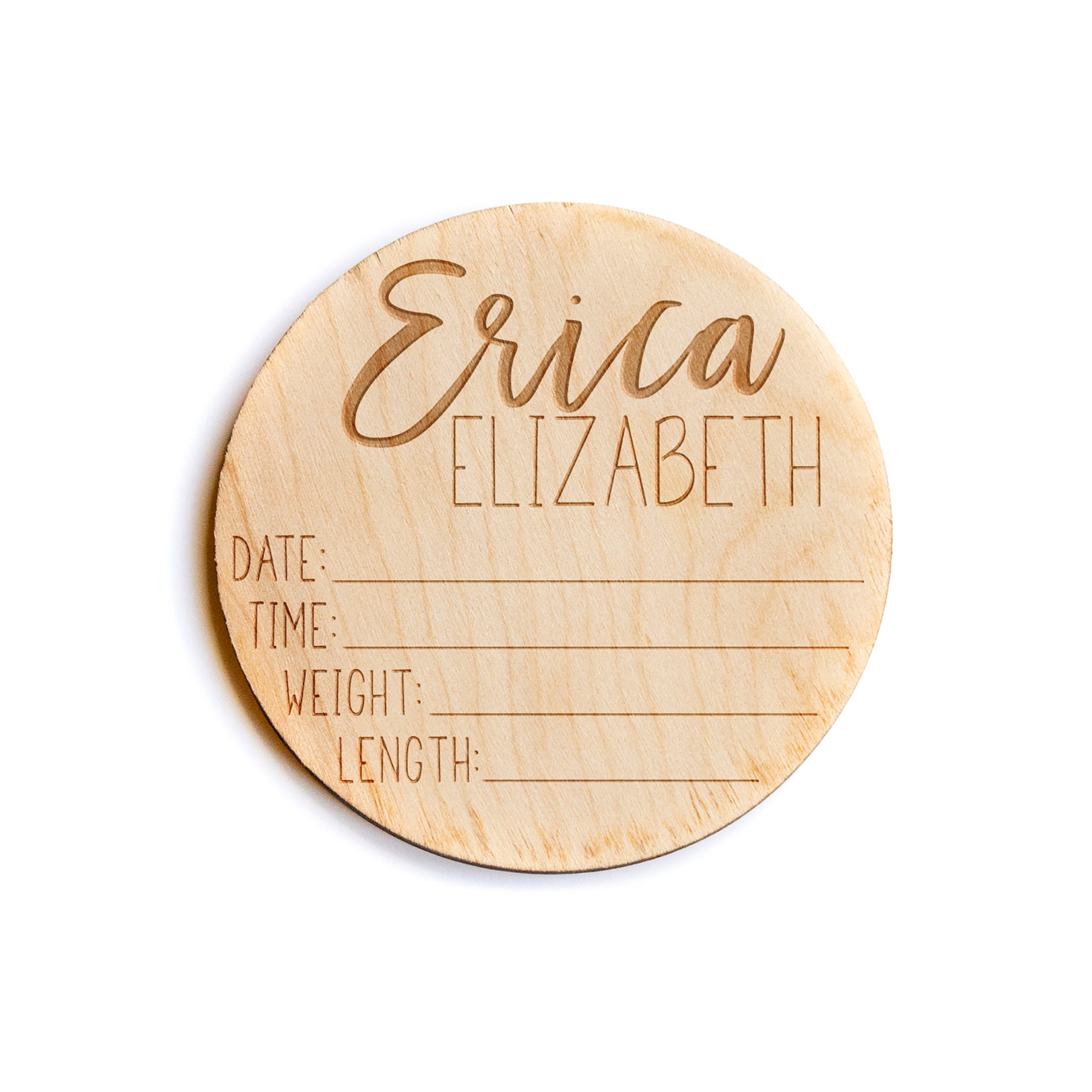 Erica Elizabeth Side-Sided Personalized Baby Birth Announcement Sign for Hospital