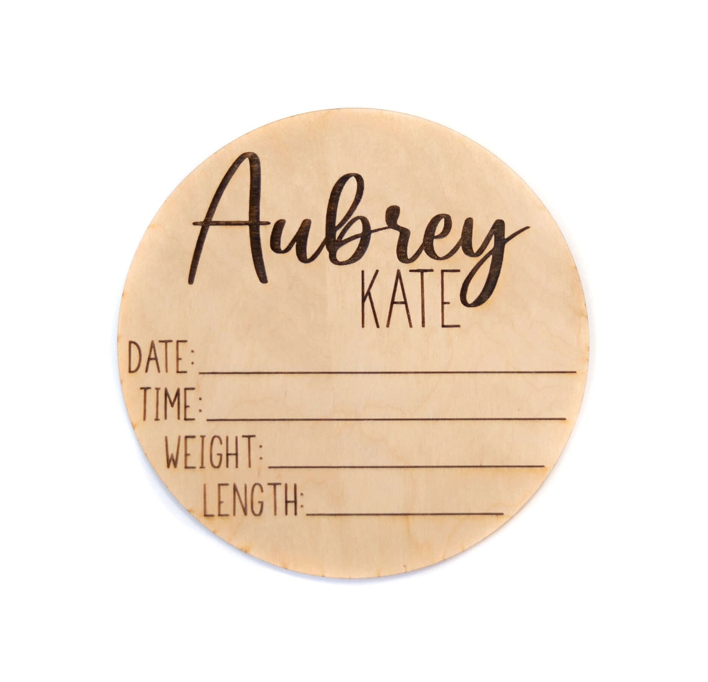 Aubrey Kate Double Sided Personalized Baby Birth Announcement Sign for Hospital - Newborn Name Announcement Sign