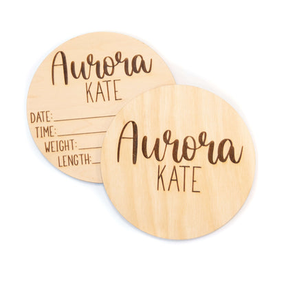 Aurora Kate Double Sided Personalized Baby Birth Announcement Sign for Hospital