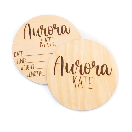 Aurora Kate Double Sided Personalized Baby Birth Announcement Sign for Hospital