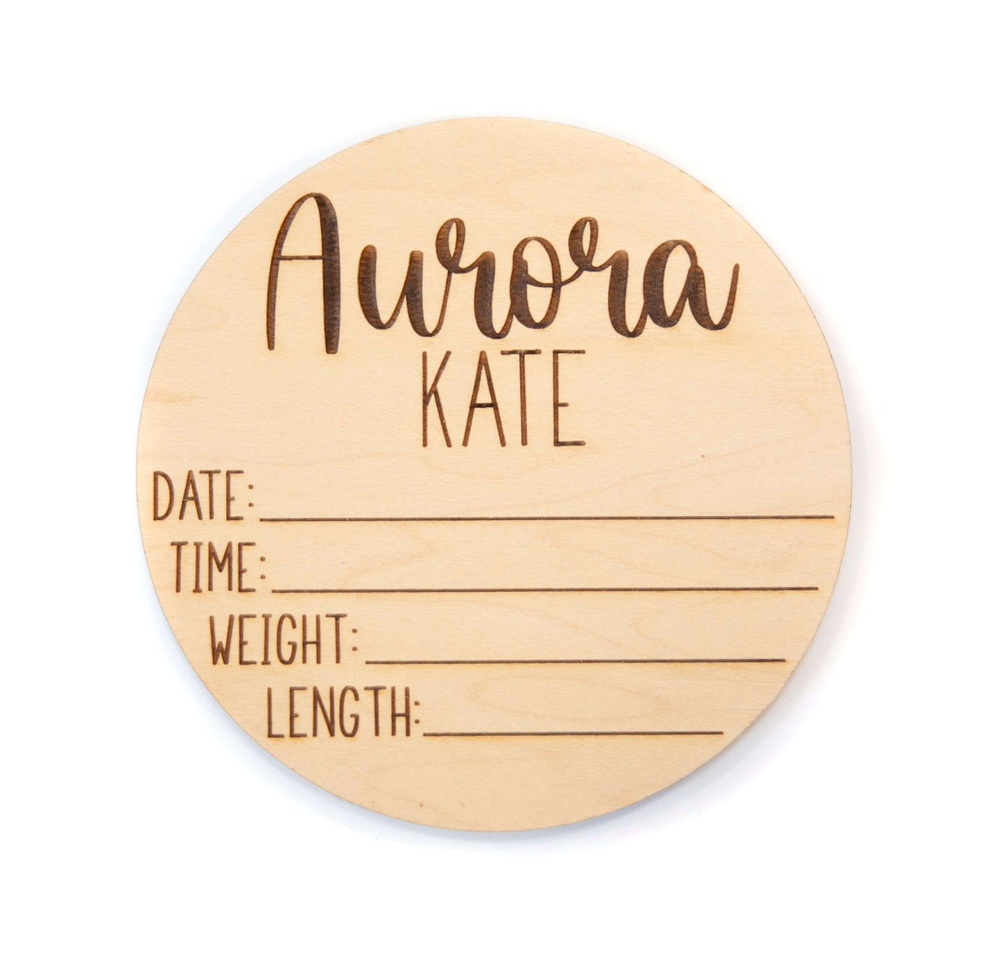 Aurora Kate Double Sided Personalized Baby Birth Announcement Sign for Hospital