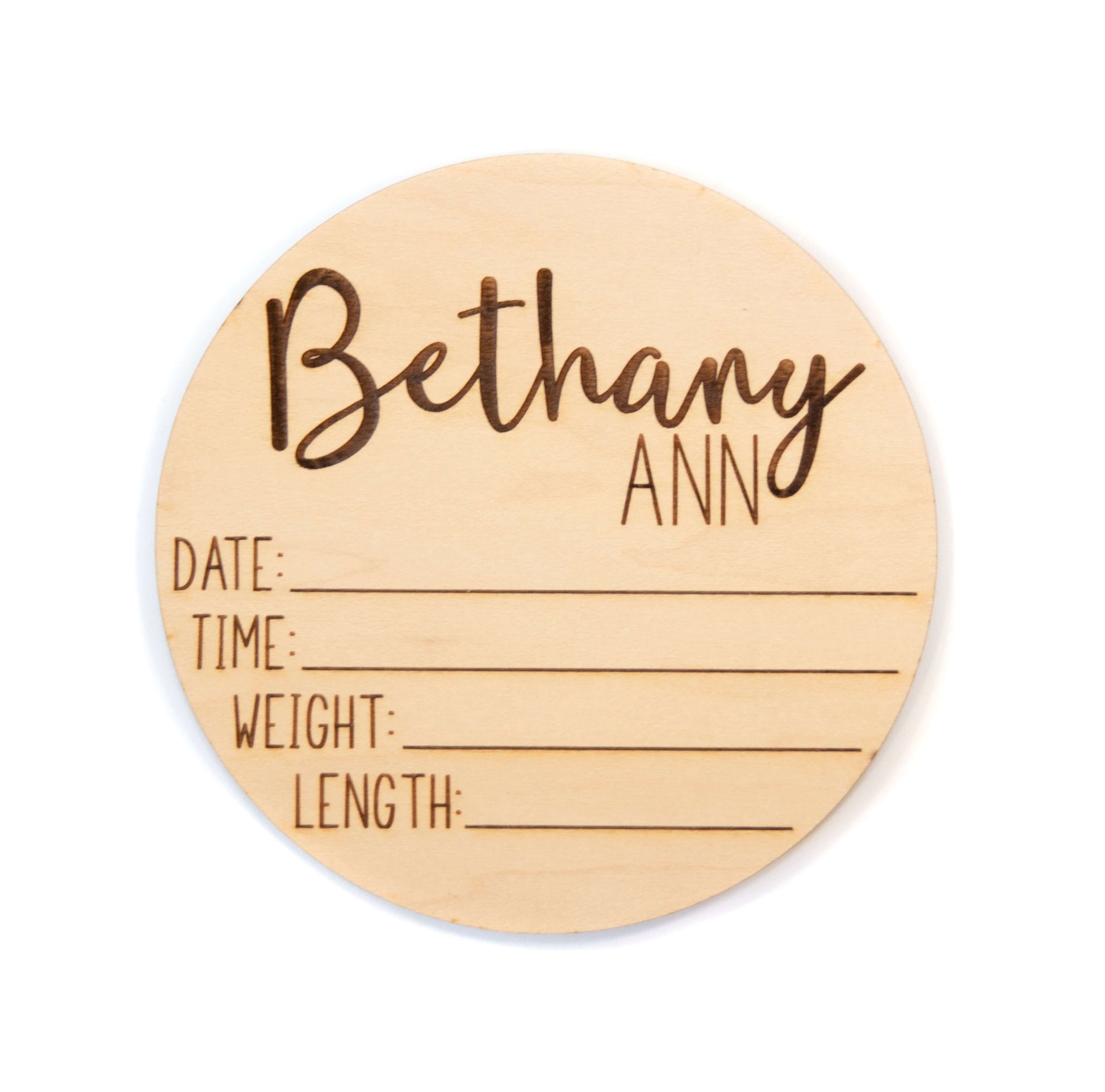 Bethany Ann double sided Personalized Baby Birth Announcement Sign for Hospital