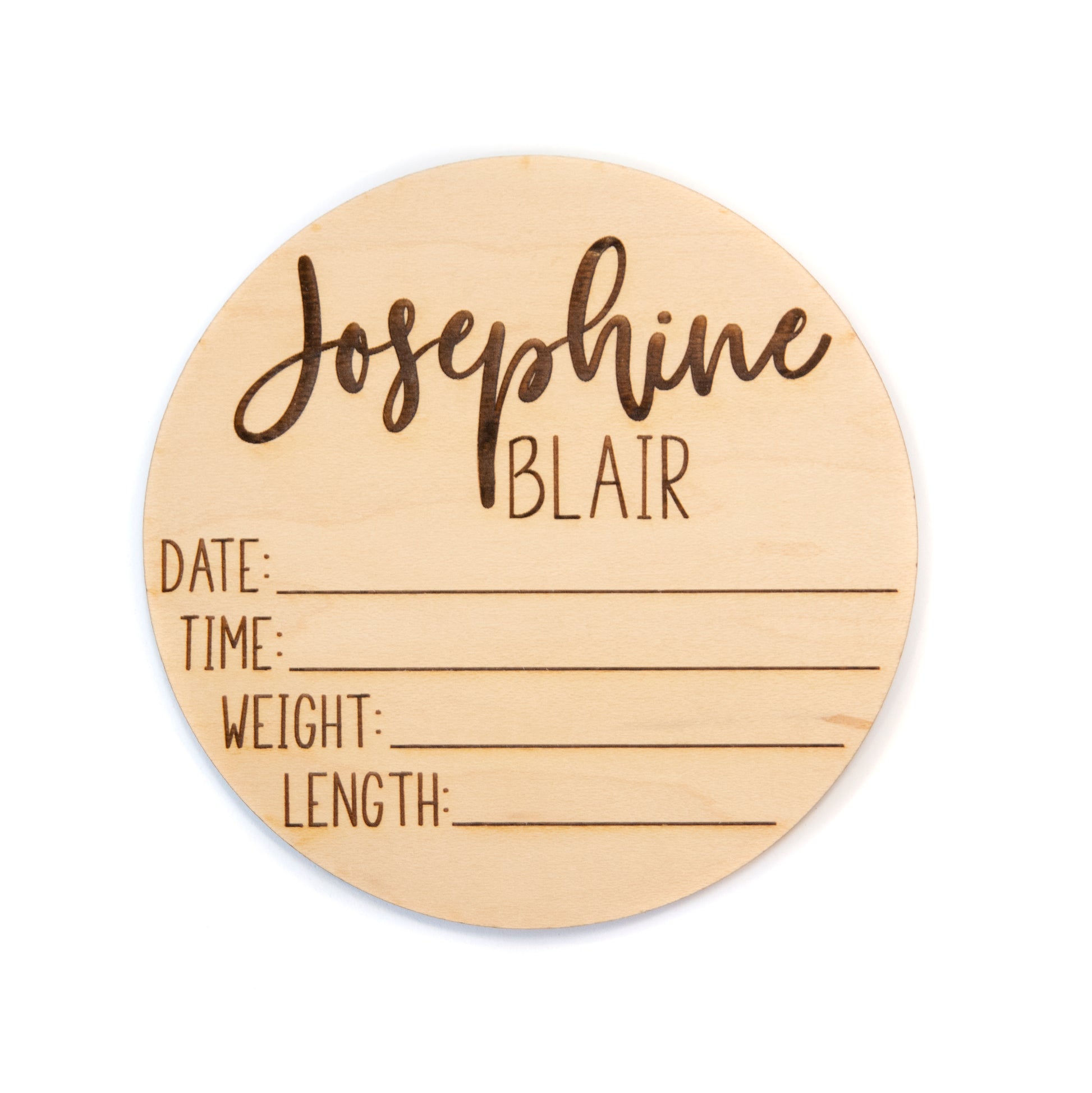 Josphine Blair double sided birth announcement for hosptial