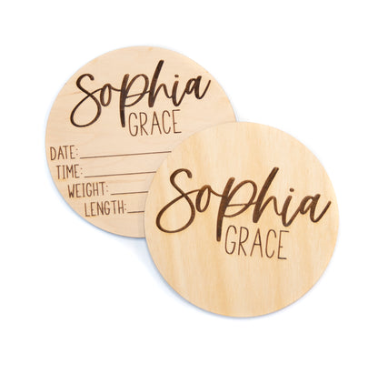 Sophia Grace Double Sided Birth Announcement