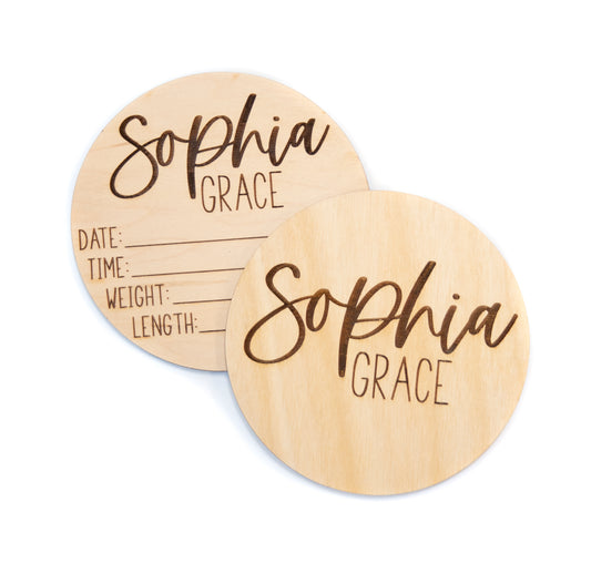Sophia Grace Double Sided Birth Announcement