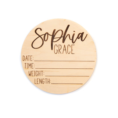 Sophia Grace Double Sided Birth Announcement