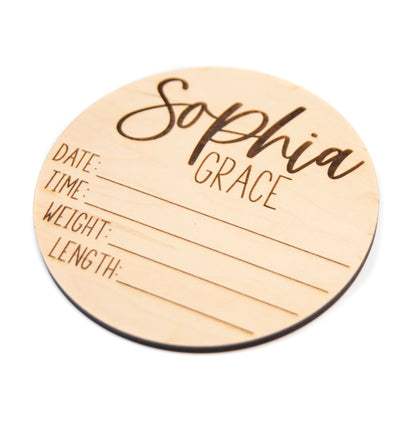 Sophia Grace Double Sided Birth Announcement