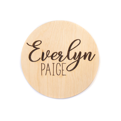 Everlyn Paige double sided birth announcement for hospital