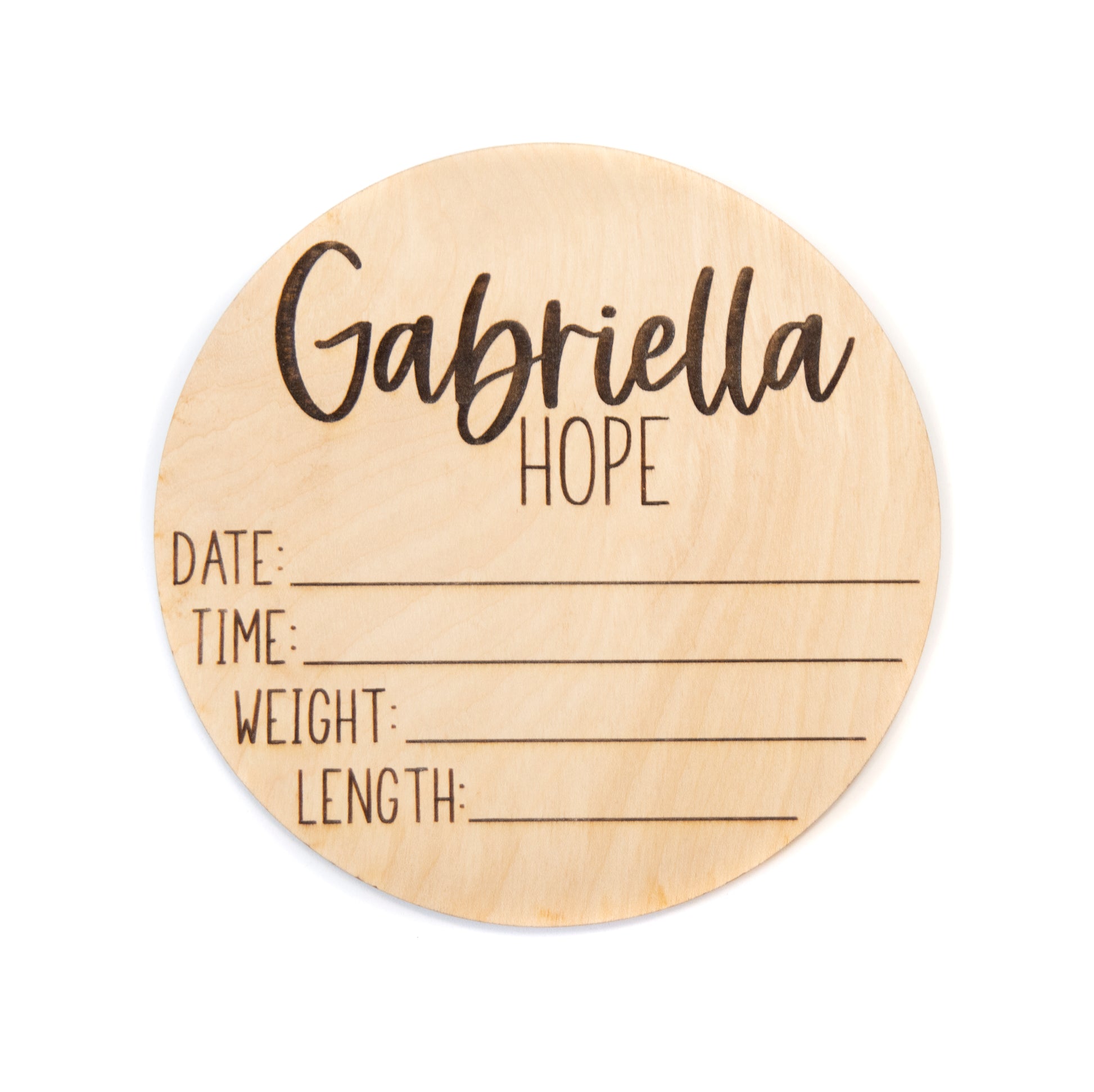 Gabriella Hope double sided birth announcement for hospital