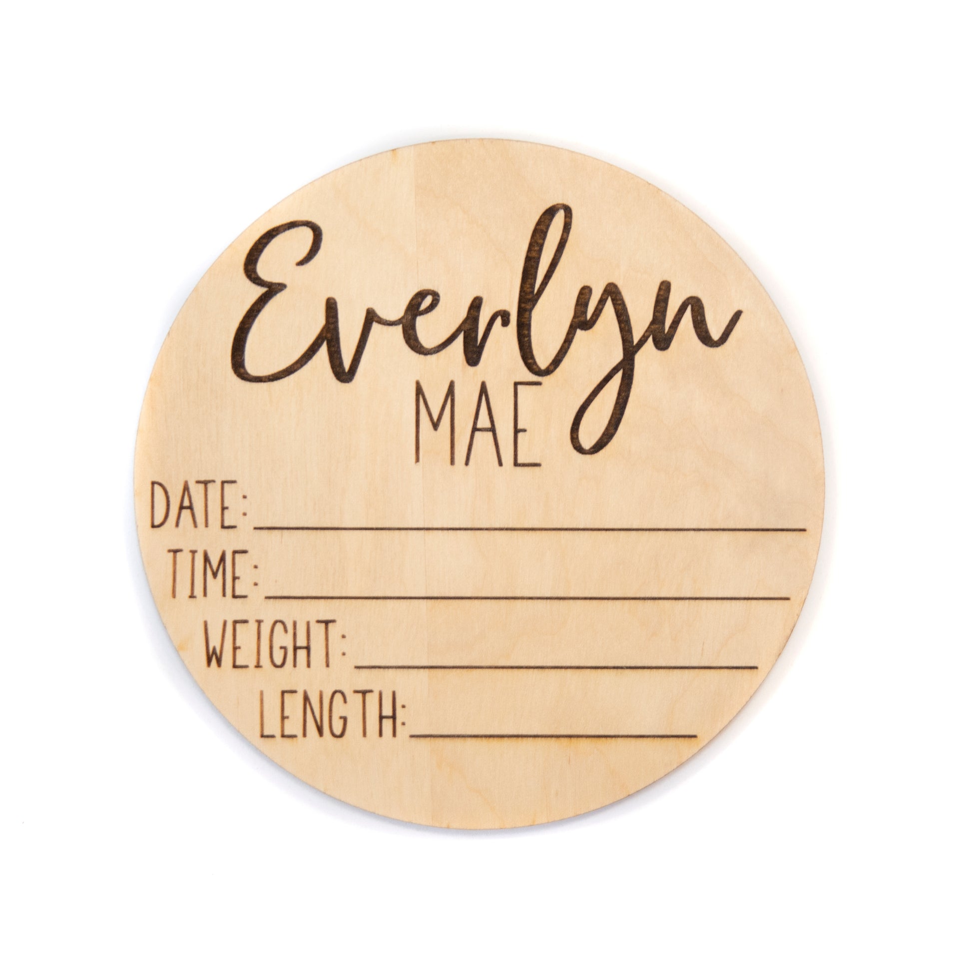 Everly Mae double sided birth announcement for hospital