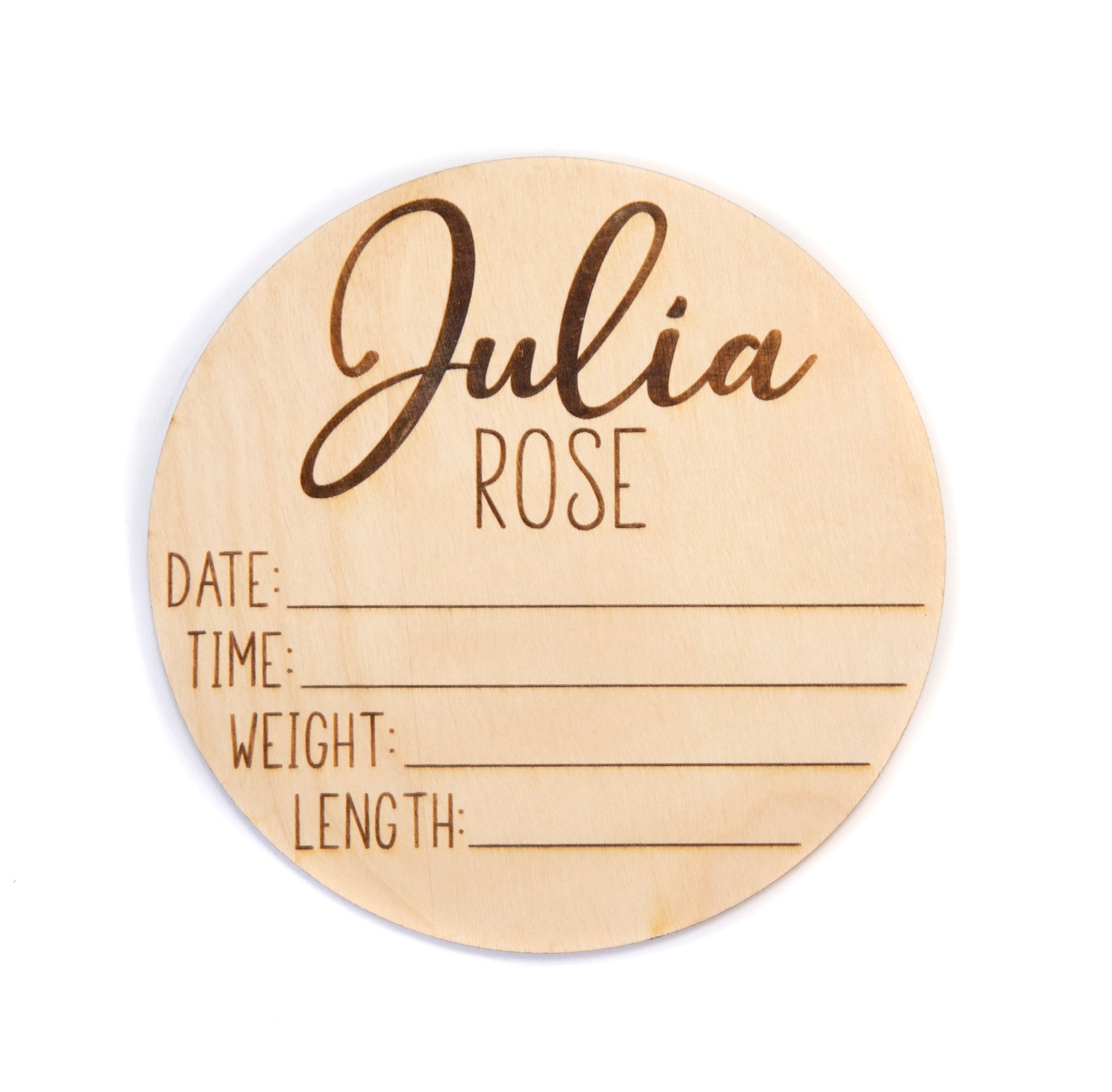 Julia Rose double sided birth announcement for hosptial