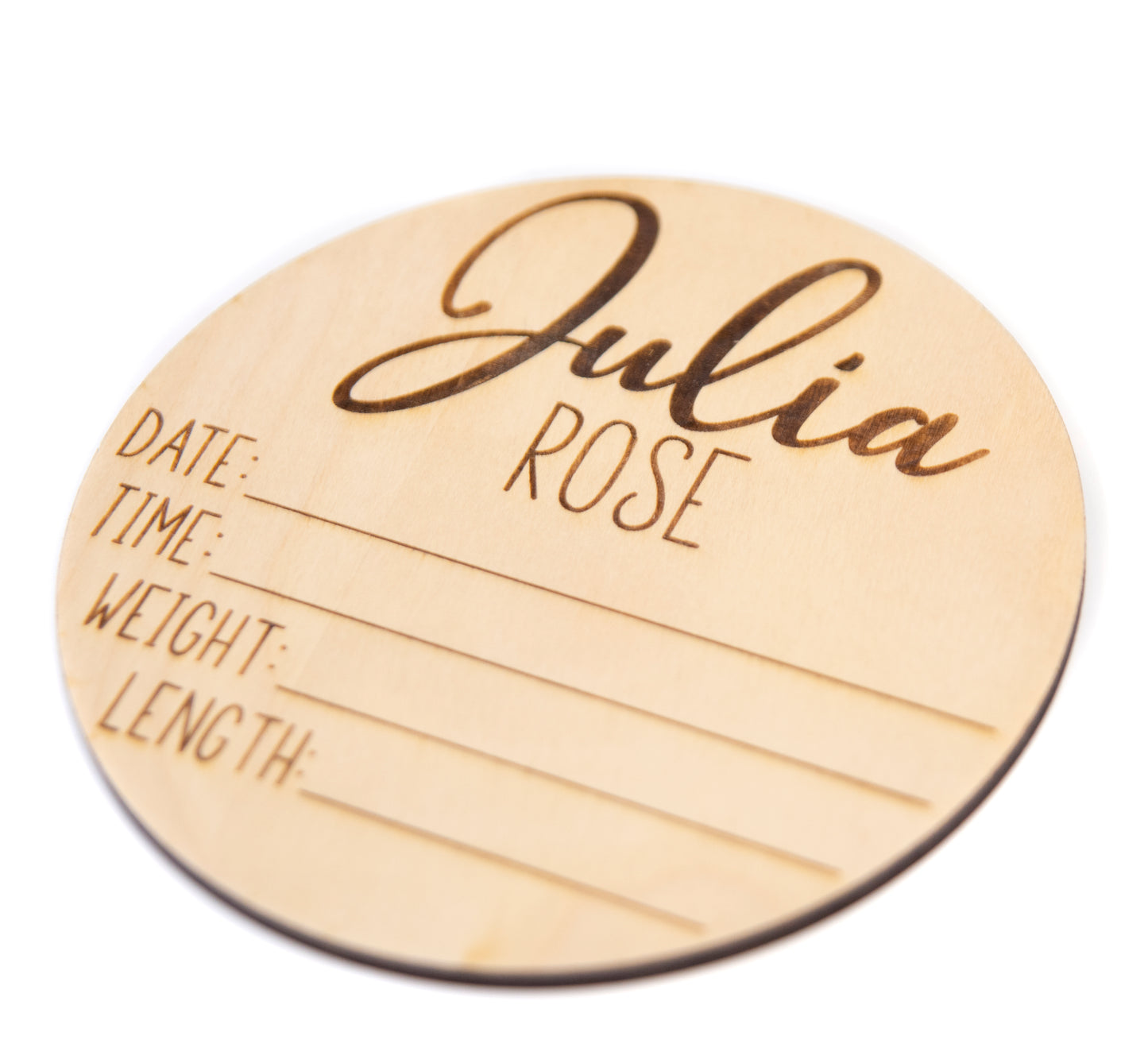 Julia Rose double sided birth announcement for hosptial