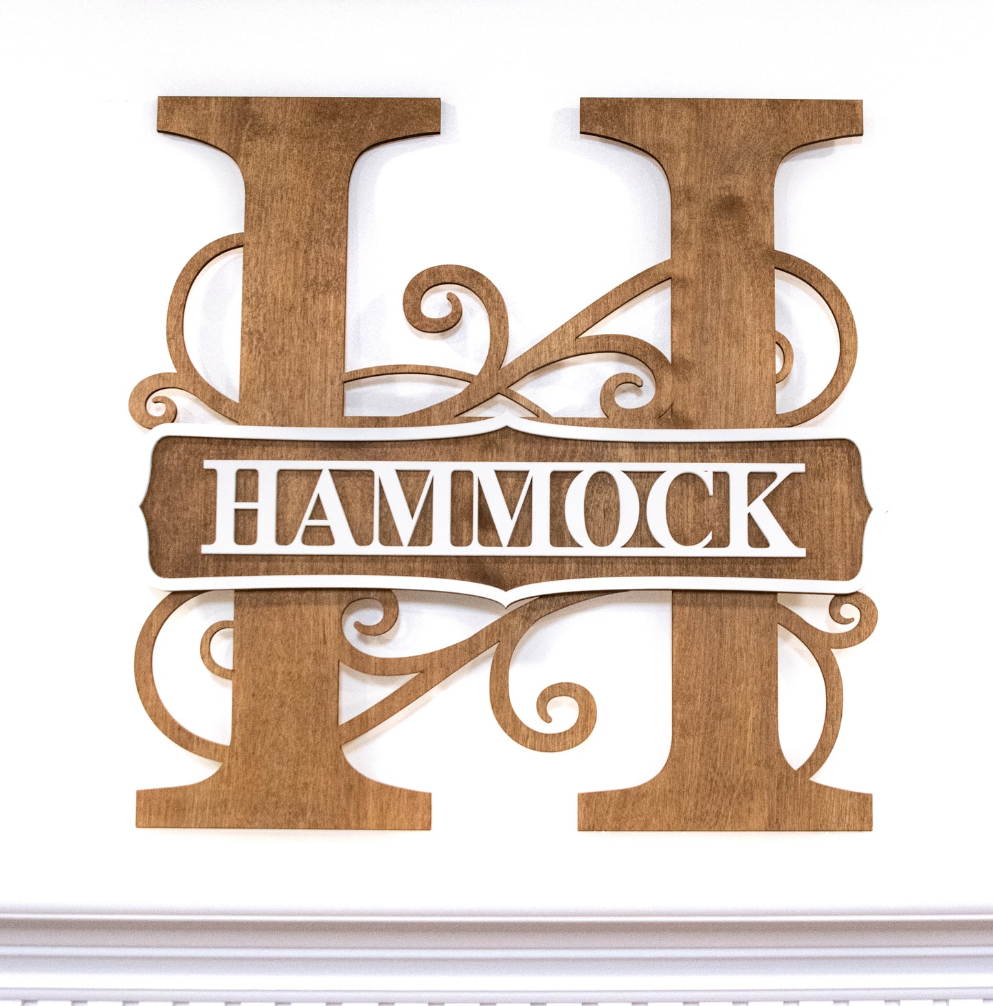 Split Monogram Wooden Sign